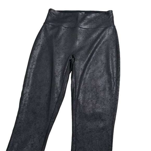 Spanx Assets Red Hot Label Women's Leggings Stretch Size L Black Shine Matte - Picture 2 of 8